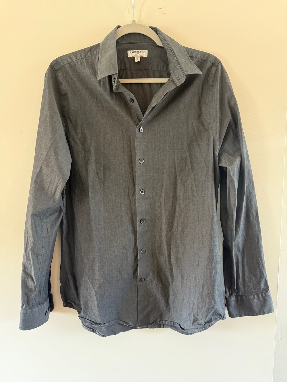 Express Men’s Charcoal Gray Button-Up Dress Shirt